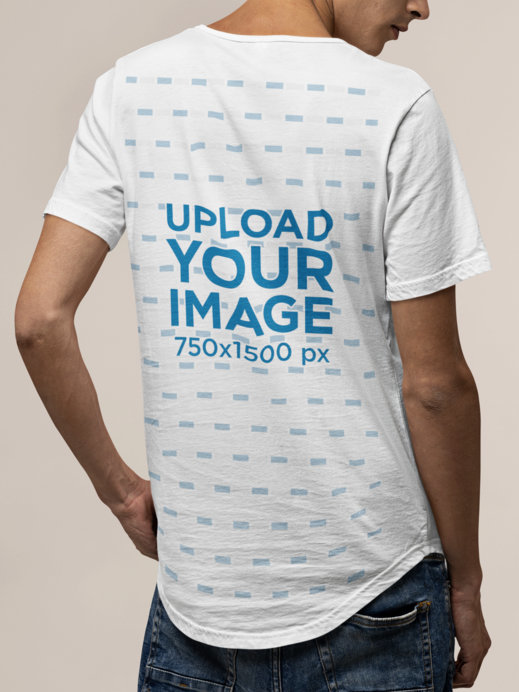 Mockup of the Back of a Slim Man Wearing a Bella Canvas Tee in a Studio