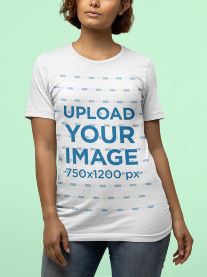 Simple Mockup of a Short-Haired Woman Wearing a Bella Canvas Tee