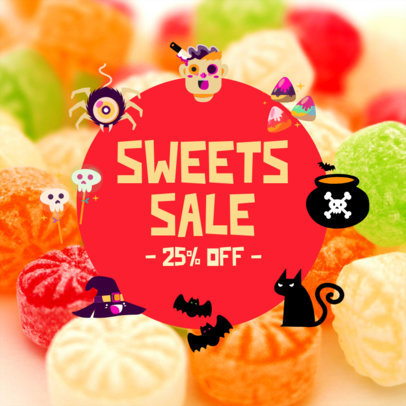 Instagram Post Creator for Candy Stores Featuring a Halloween Sale Announcement 4081g