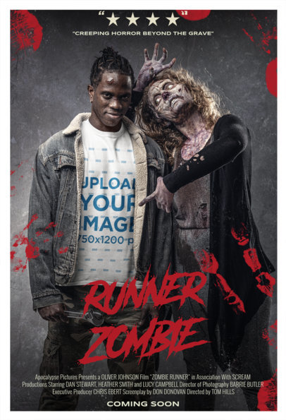T-Shirt Mockup Featuring a Zombie Movie Poster Aesthetic