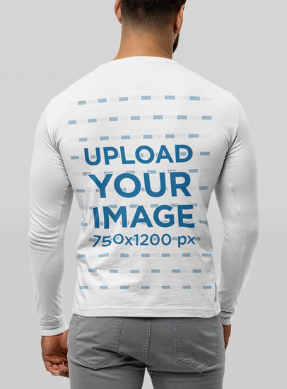 Back View Mockup of a Man Wearing a Bella Canvas Long Sleeve Tee 