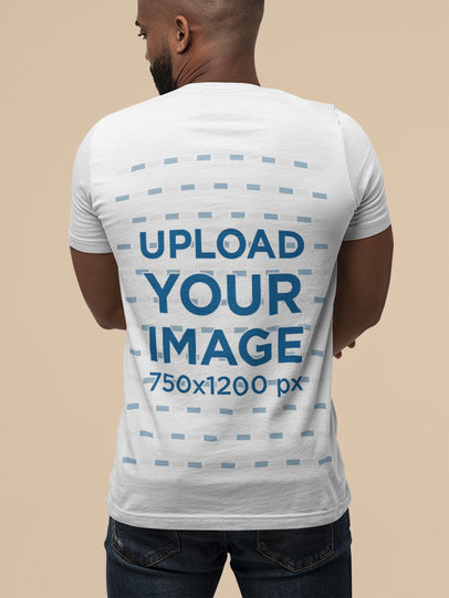 Back-View Mockup of a Bearded Man Wearing a Bella Canvas Basic Tee