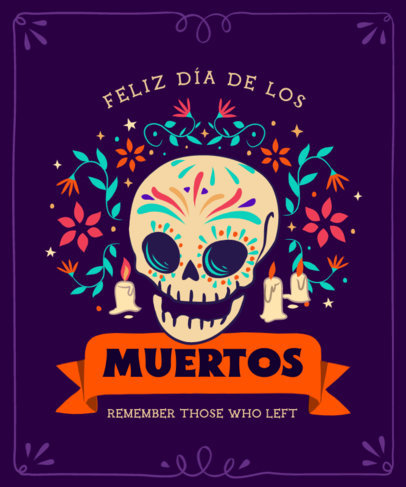 T-Shirt Design Maker Featuring Colorful Dia de Muertos Illustrations
