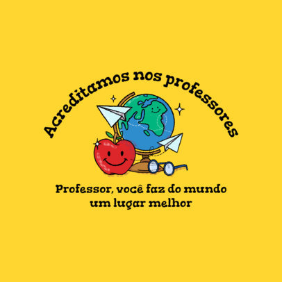 Instagram Post Maker Featuring a Happy Apple Illustration for Teachers' Day