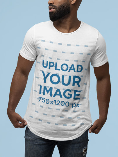 Mockup of a Big Bearded Man Wearing a Bella Canvas T-Shirt