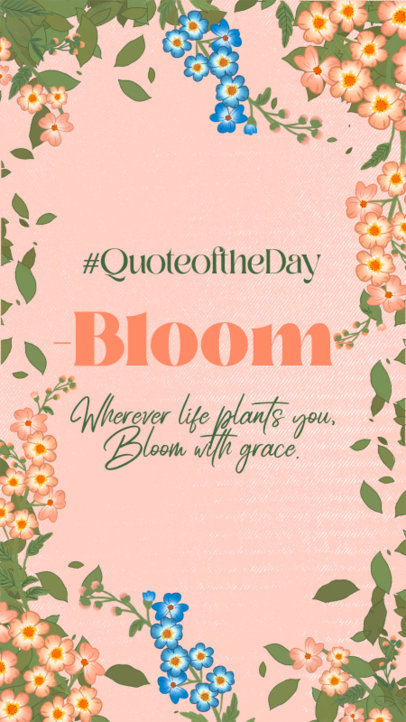 Instagram Story Template Featuring a Positive Quote and Cottagecore-Inspired Graphics