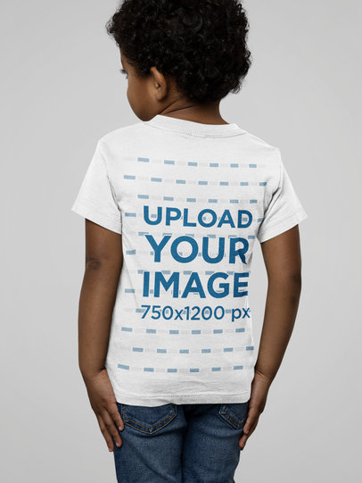 Back-View Mockup of a Little Kid Wearing a Basic Bella Canvas T-Shirt