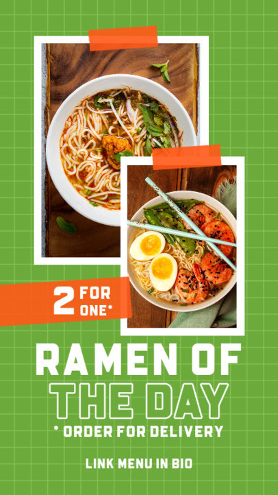 Instagram Story Maker Featuring a 2x1 Deal on a Ramen Restaurant