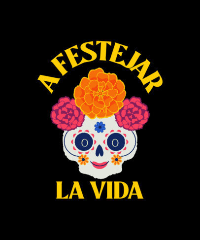 T-Shirt Design Generator for Day of the Dead with a Colorful Catrina Illustration