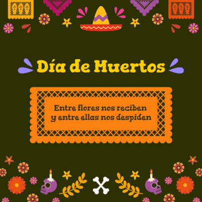 Instagram Post Template to Celebrate the Day of the Dead Featuring a Quote 4106e