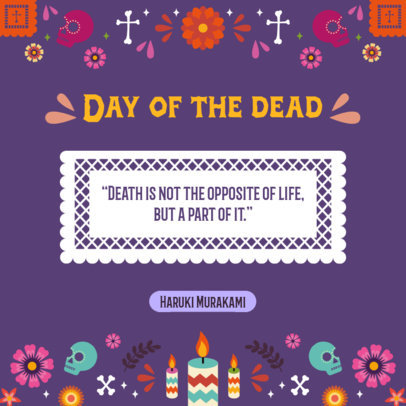 Instagram Post Creator to Celebrate the Day of the Dead Featuring Illustrated Flowers and Skulls 4106g