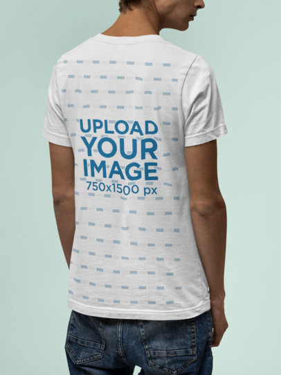 Back-View Mockup of a Man Wearing a Basic Bella Canvas T-Shirt