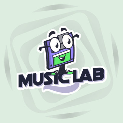 Logo Maker for a Recording Studio with a Retro Floppy Disk Cartoon 4680g
