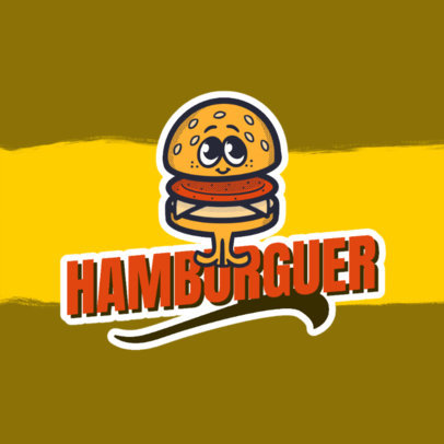 Logo Template for a Foodie Blogger Featuring a Retro Burger Cartoon