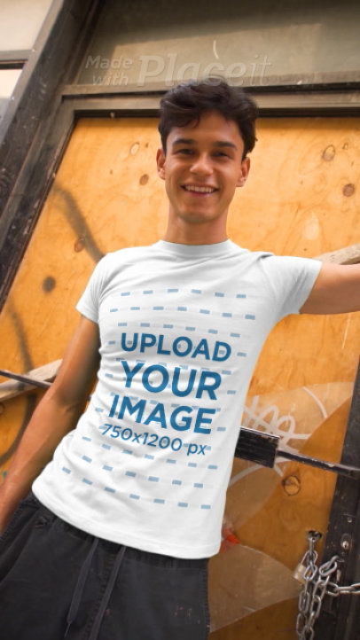 T-Shirt Video of a Young Man Wearing an Athleisure Outfit