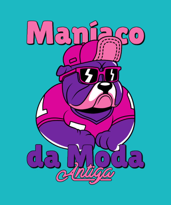 T-Shirt Design Template with a Streetwear-Style Dog Cartoon