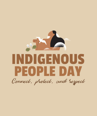 Illustrated T-Shirt Design Template With an Indigenous Peoples' Day Theme 1809l-4093