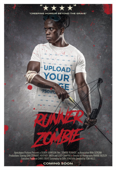 Horror Movie-Inspired T-Shirt Mockup of a Man With a Crossbow m15871
