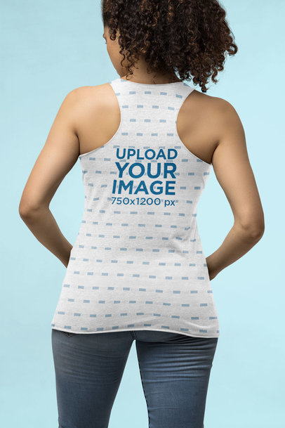 Mockup of a Woman Wearing a Heather Racerback Tank Top From Bella Canvas