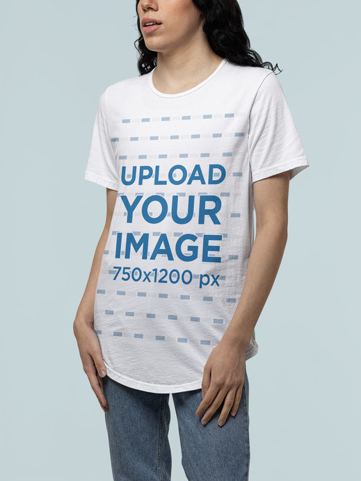 Mockup of a Woman Posing with a Unisex Short-Sleeve Tee from Bella Canvas