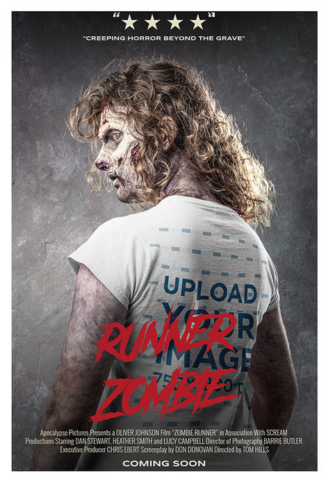 T-Shirt Mockup Featuring the Back of a Horrifying Zombie Woman