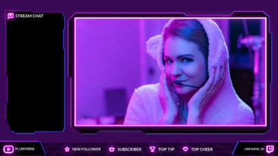 Twitch Overlay Template Featuring Glowing Webcam Frames