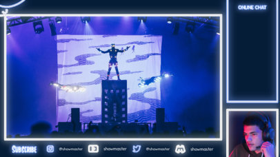 OBS Stream Overlay Template Featuring a Webcam Frame and a Neon Theme