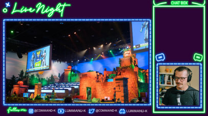 Twitch Overlay Maker for Just Chatting Streamers with a Neon Theme