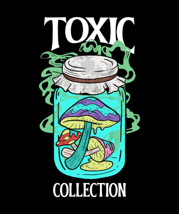 Placeit - T-Shirt Design Maker Featuring an Illustrated Mushroom in a Flask