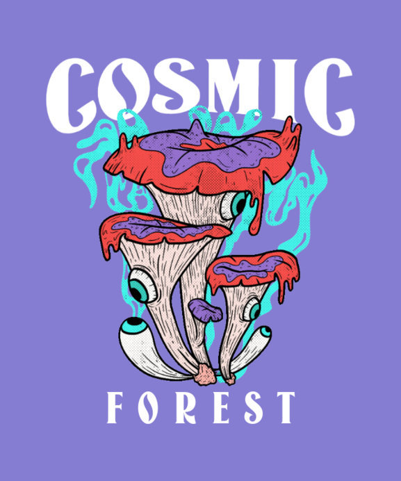 Placeit - Illustrated T-Shirt Design Generator with a Psychedelic Mushroom