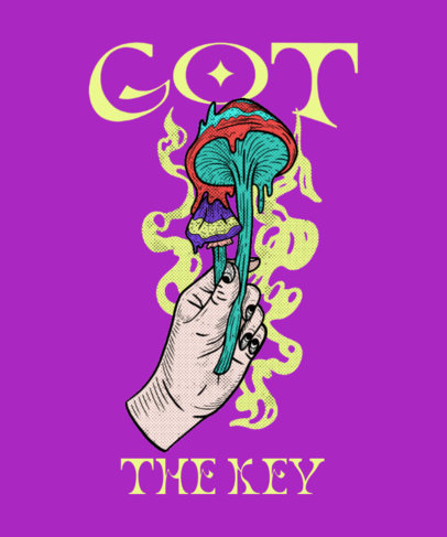 Trippy T-Shirt Design Template Featuring a Hand Holding a Mushroom 4121d