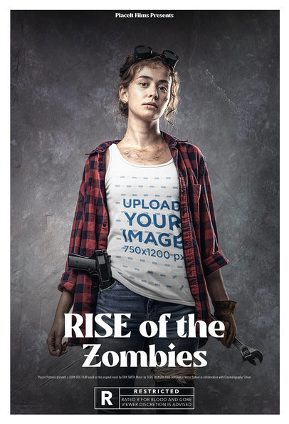 Zombie-Inspired Mockup of a Young Woman Wearing a Tank Top