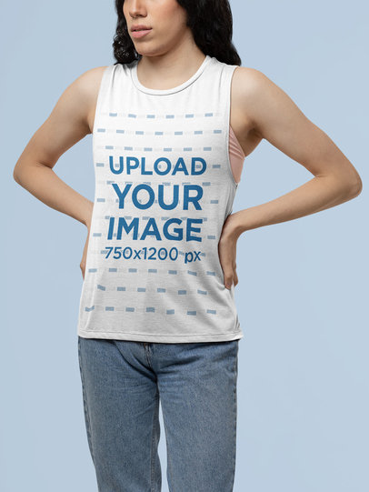 Bella Canvas Tank Top Mockup of a Woman Posing at a Studio