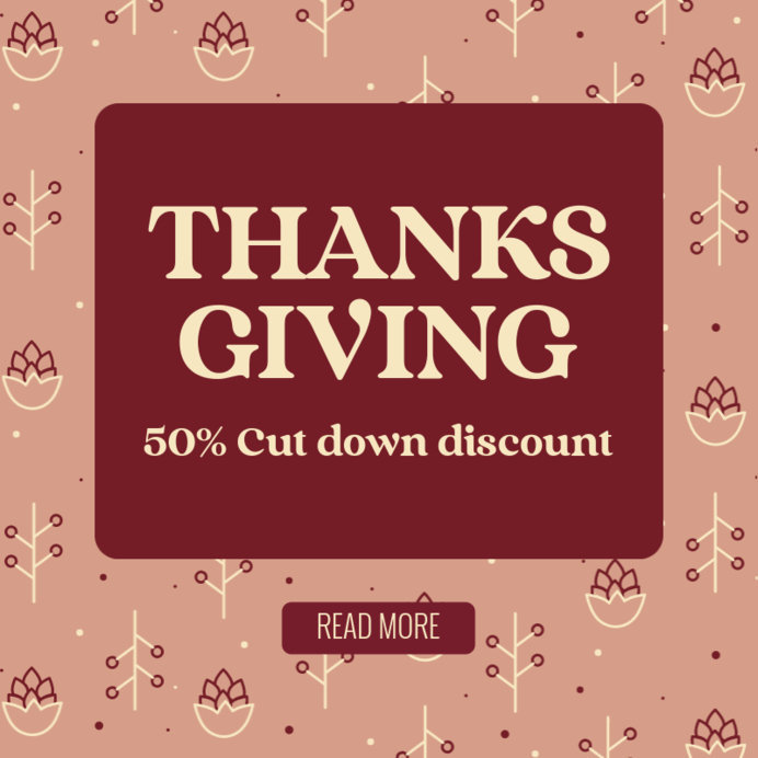 Ad Banner Design Template With a Thanksgiving Day Theme Featuring Discounts