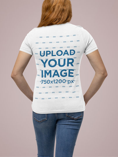 Back-View Mockup of a Woman Wearing a Basic Bella Canvas Tee