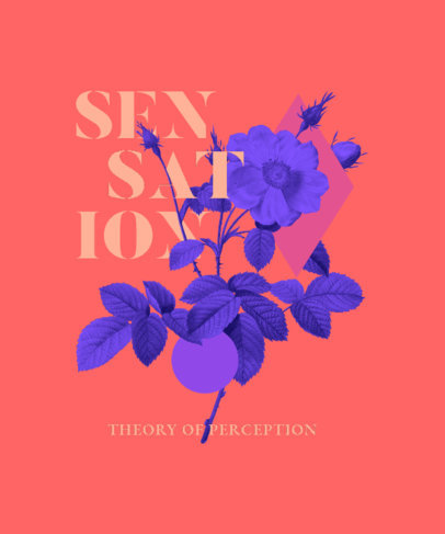 T-Shirt Design Template Featuring Geometric Shapes and Floral Graphics