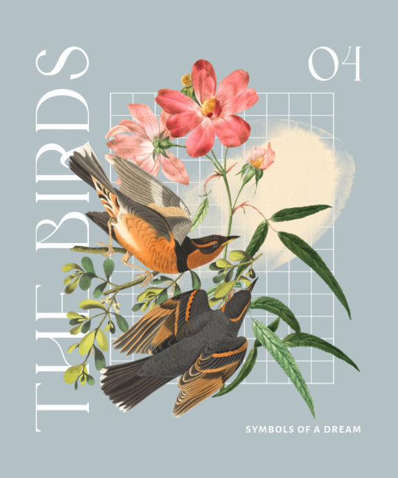 Placeit - T-Shirt Design Maker Featuring a Floral Theme and Bird Graphics