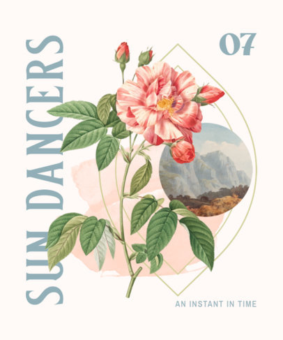 T-Shirt Design Maker Featuring a Wild Rose Illustration 