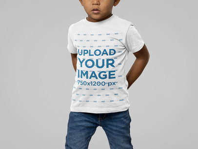 Mockup of a Little Boy Wearing a Basic Bella Canvas T-Shirt