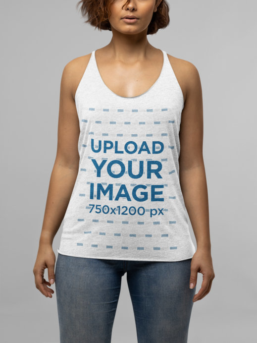 Placeit - Bella Canvas Tank Top Mockup Featuring a Serious Short-Haired ...