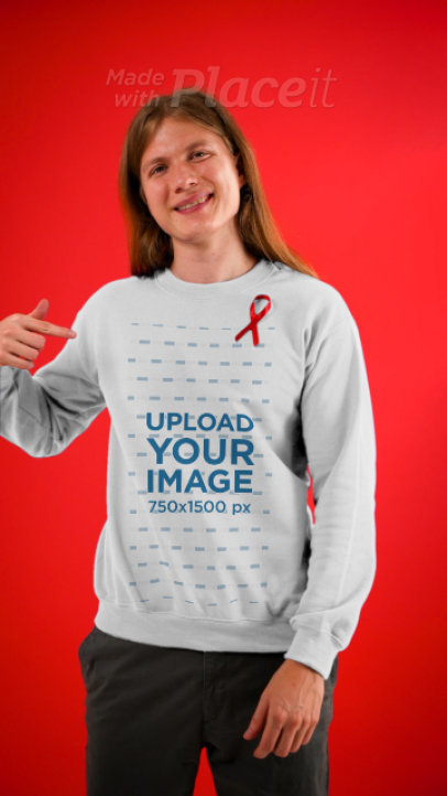 Long Sleeve Tee Video of a Man Advocating for AIDS Awareness 4153v