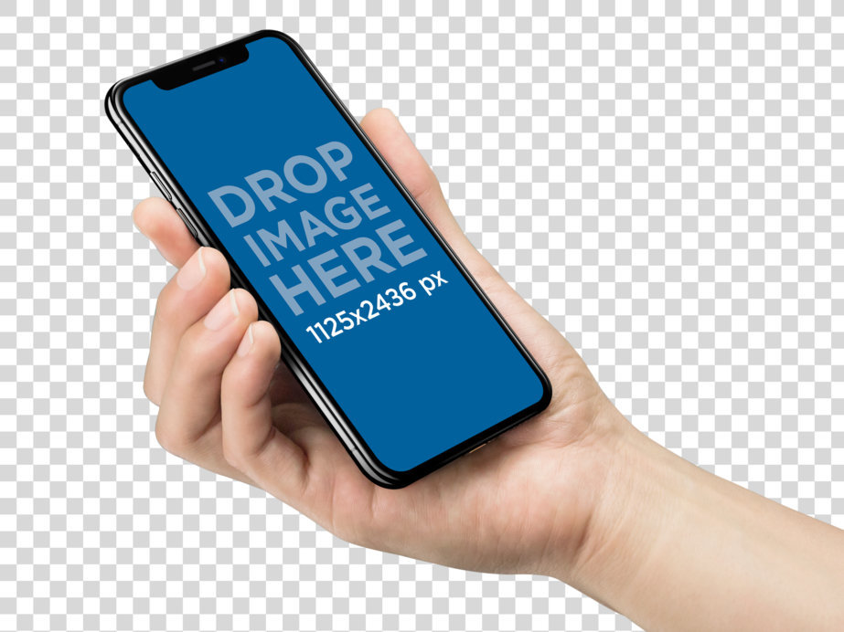 iPhone 11 Pro Mockup Being Held Against Transparent Background