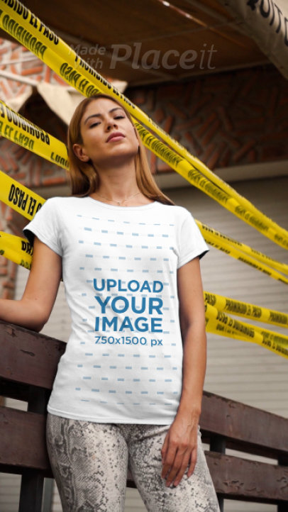 T-Shirt Video Featuring a Young Woman in an Urban Setting