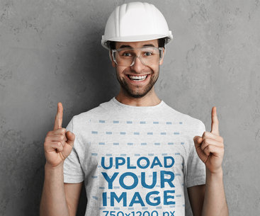 Heathered T-Shirt Mockup Featuring an Excited Man With a Helmet m11483 r-el2