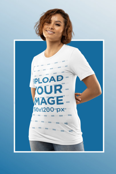 T-Shirt Mockup of a Happy Woman Posing with a Bella Canvas Tee 