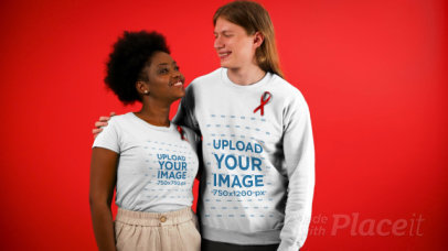 AIDS Awareness-Themed Video of a Couple Wearing a T-Shirt and a Sweatshirt
