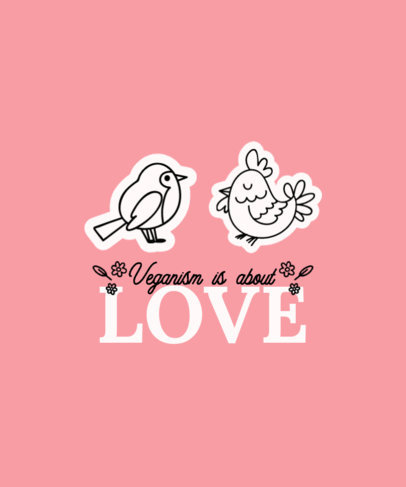 T-Shirt Design Template Featuring Animal Doodles and Vegan Quotes