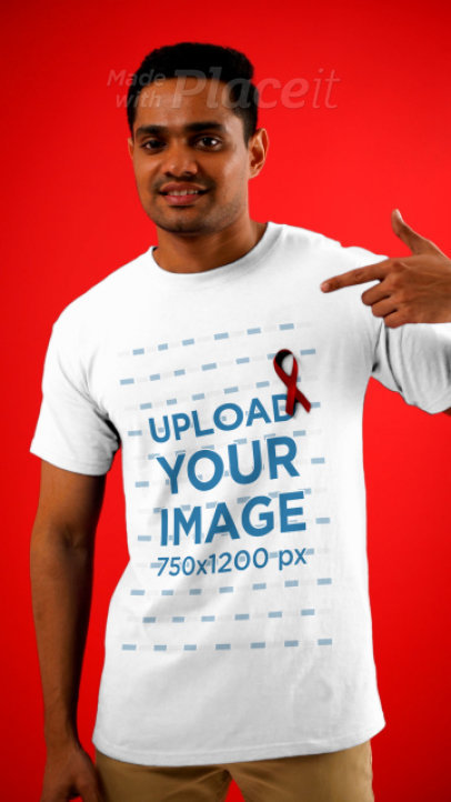 AIDS Awareness-Themed T-Shirt Video Featuring a Man Pointing at His T-Shirt