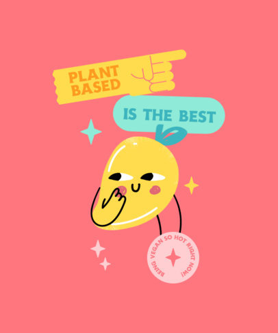 T-Shirt Design Template Featuring a Vegan Theme and a Cute Mango Character