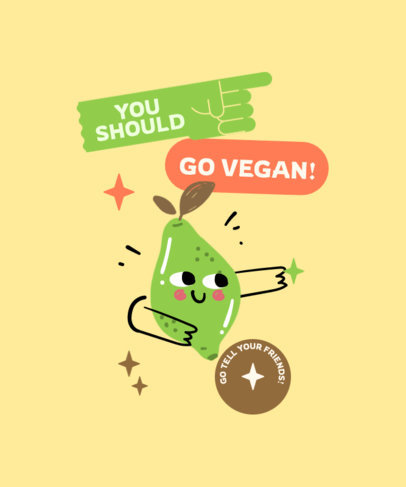 T-Shirt Design Creator Featuring a Lemon Cartoon Inviting People to Go Vegan